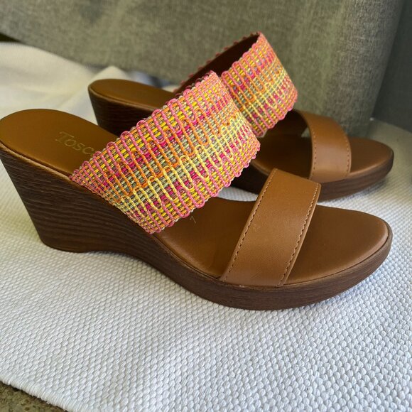 Toscanella Size 7 Slip on Sandal Wedges 3.5" Heel Made in Italy - Picture 9 of 10